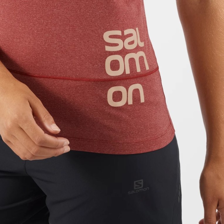 Red Salomon Cross Run Graphic Short Sleeve Women's T-Shirts | IE GJ3192